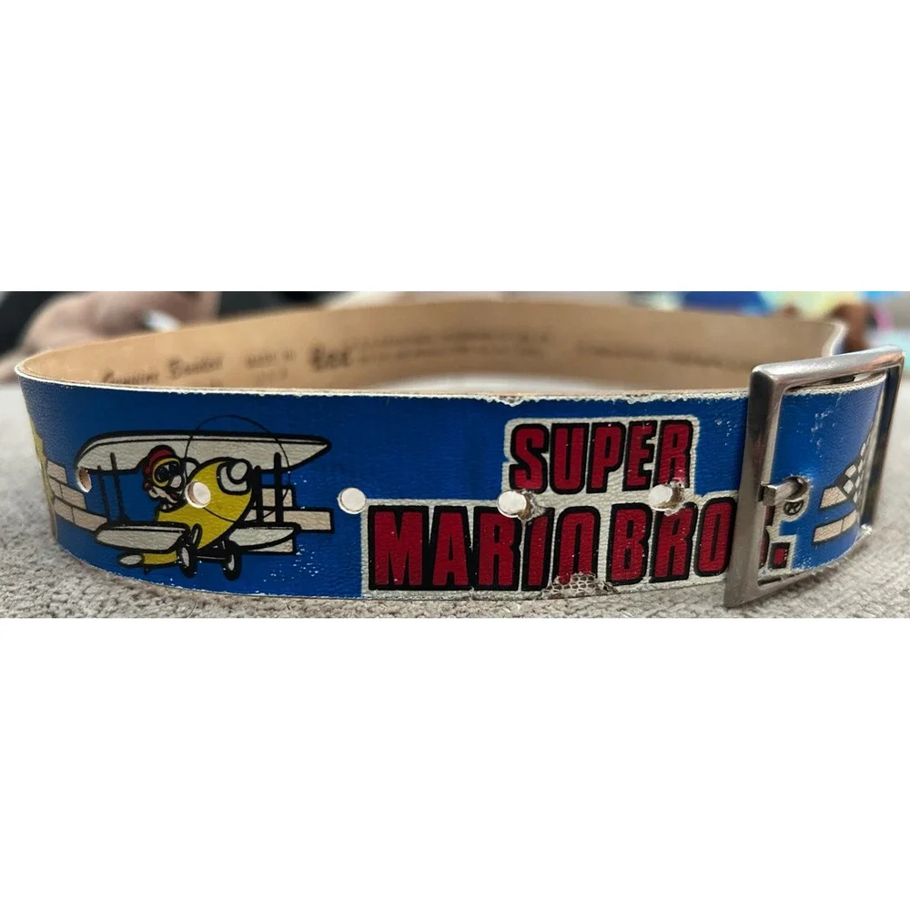Vintage 1988 Nintendo Super Mario Bros Kids Belt Lee Blue Bonded Leather 20-22